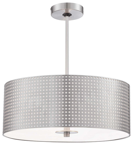 Grid Three Light Pendant in Brushed Nickel