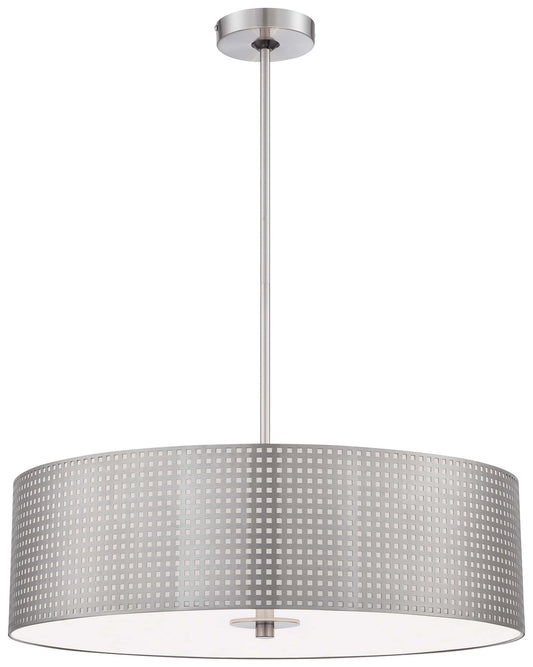 Grid Four Light Pendant in Brushed Nickel