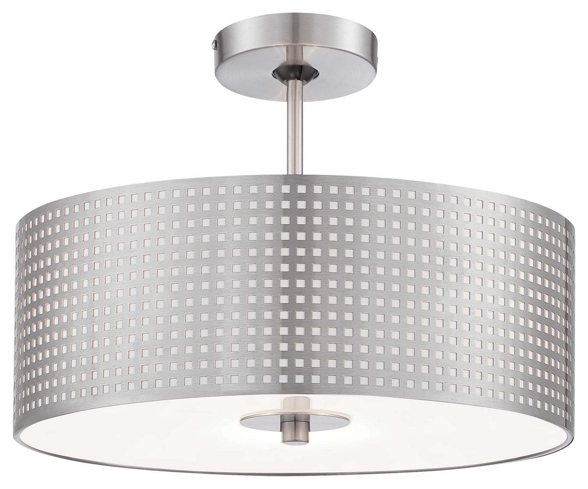 Grid Three Light Semi Flush Mount in Brushed Nickel
