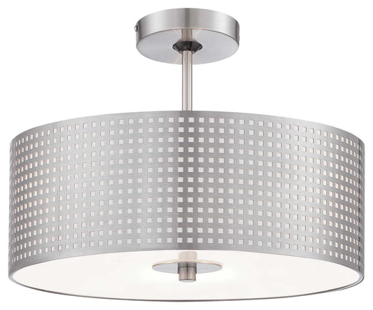 Grid Three Light Semi Flush Mount in Brushed Nickel