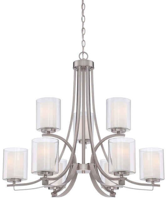 Parsons Studio Nine Light Chandelier in Brushed Nickel