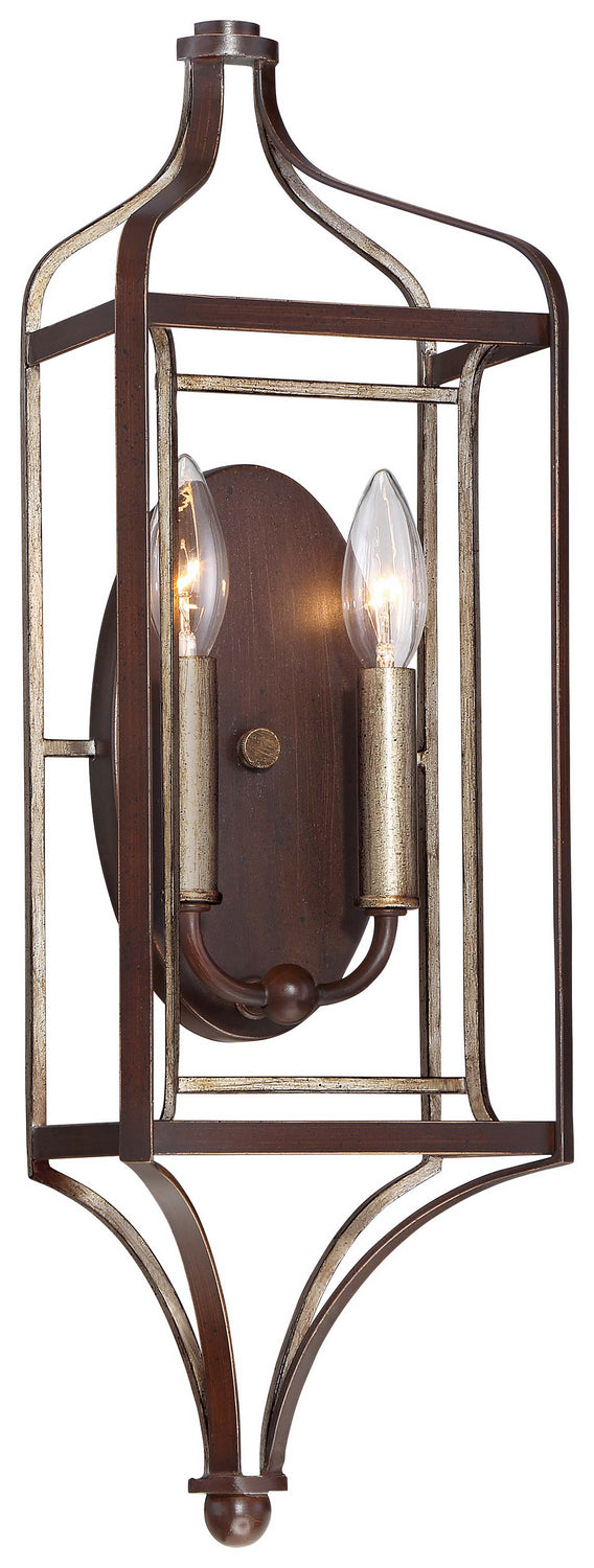 Astrapia Two Light Wall Sconce in Dark Rubbed Sienna w/Aged Silver