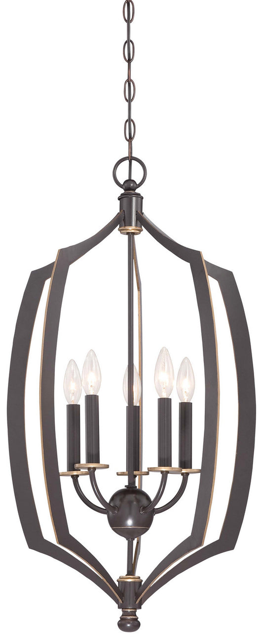 Middletown Five Light Pendant in Downton Bronze w/Gold Highlights