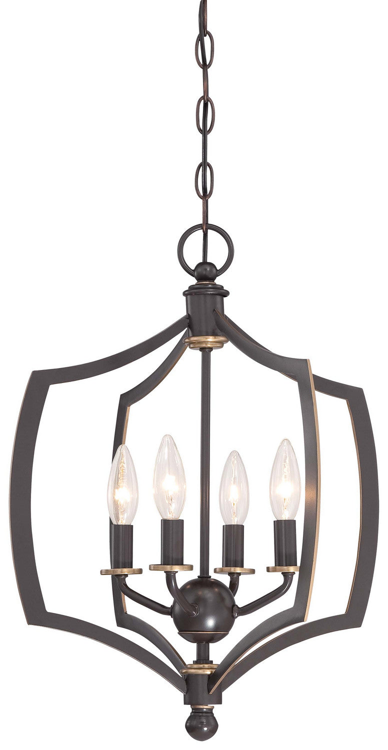 Middletown Four Light Mini Chandelier in Downton Bronze w/Gold Highlights