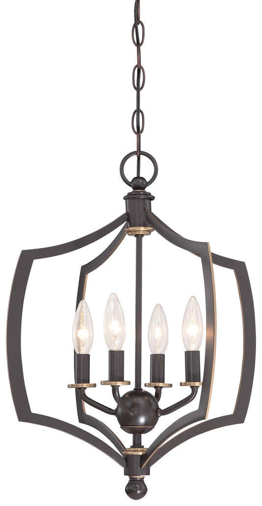 Middletown Four Light Mini Chandelier in Downton Bronze w/Gold Highlights