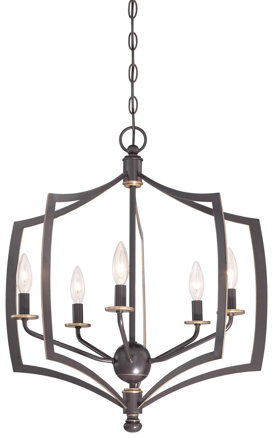 Middletown Five Light Chandelier in Downton Bronze w/Gold Highlights