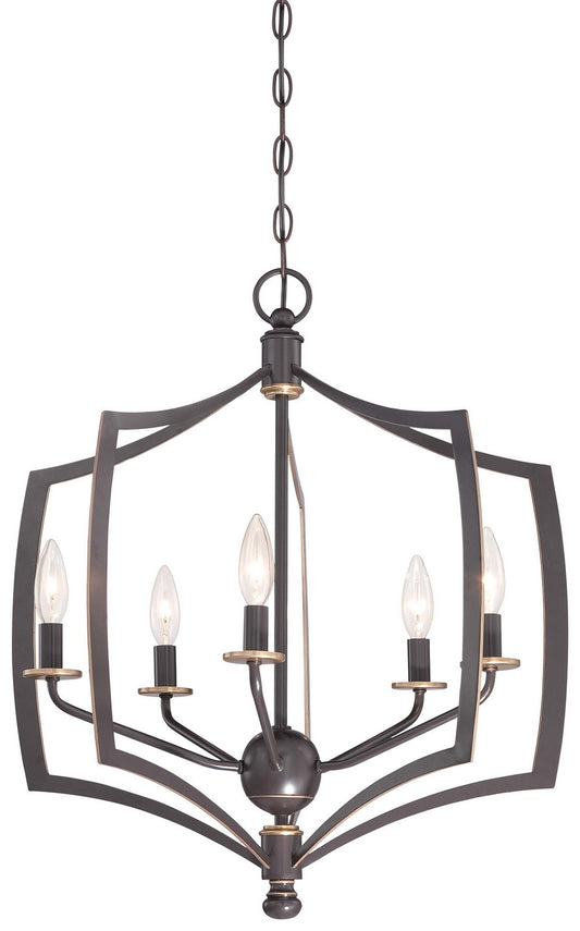 Middletown Five Light Chandelier in Downton Bronze w/Gold Highlights