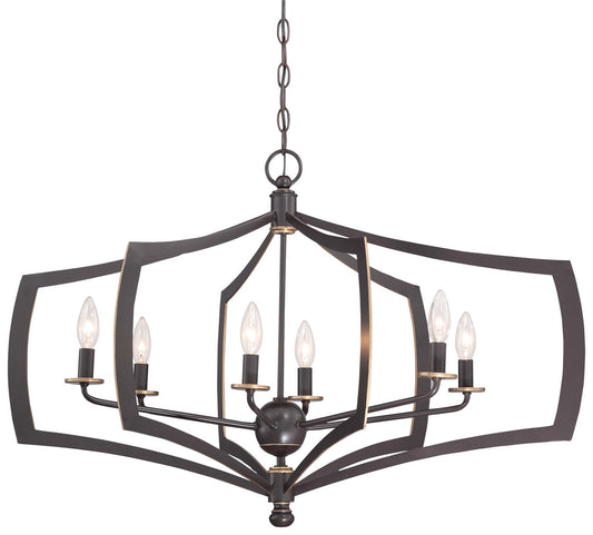 Middletown Six Light Chandelier in Downton Bronze w/Gold Highlights