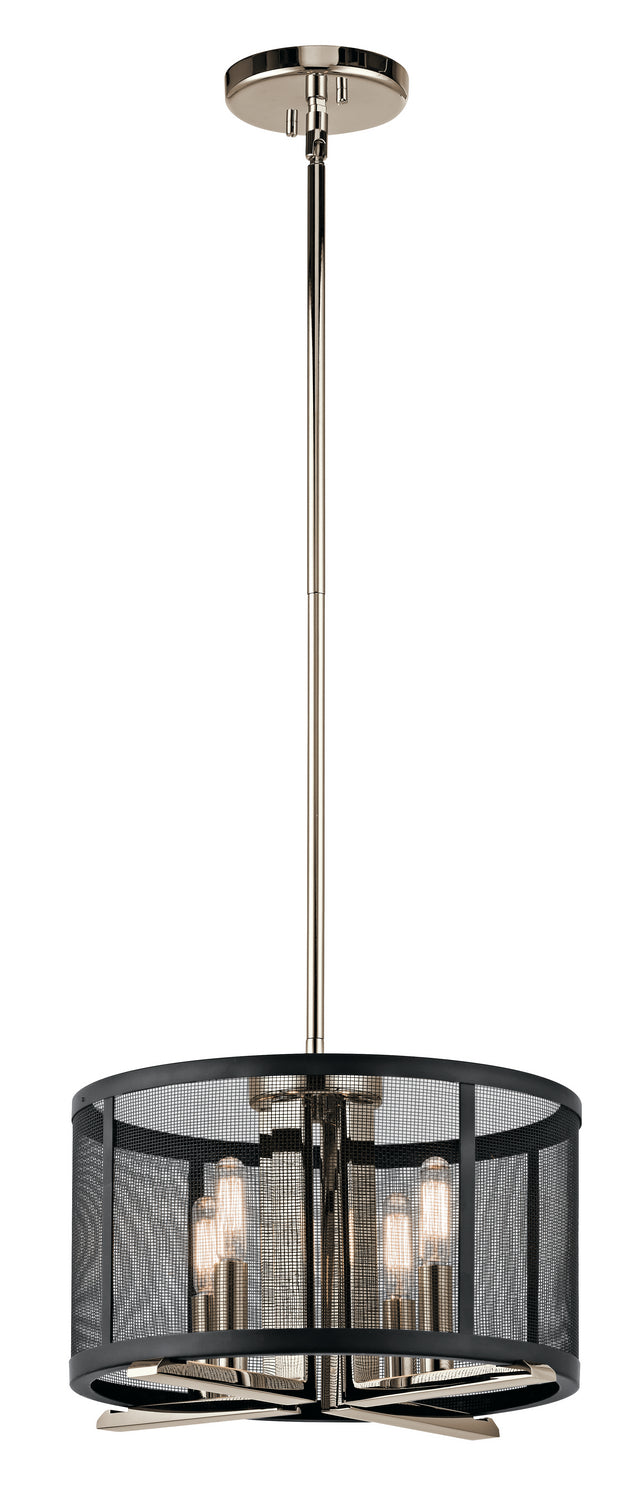 Titus Four Light Pendant/Semi Flush in Polished Nickel