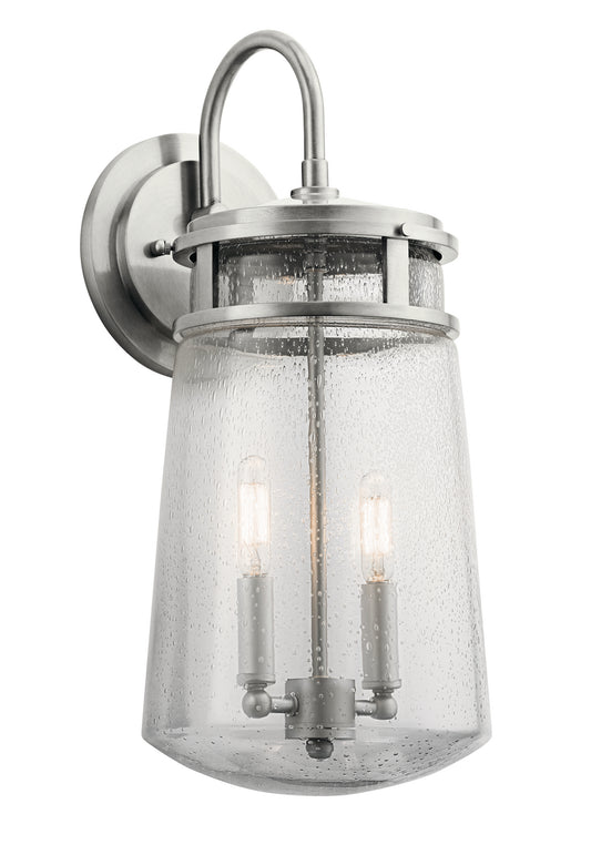Lyndon Two Light Outdoor Wall Mount in Brushed Aluminum