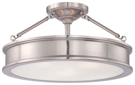 Harbour Point Three Light Semi Flush Mount in Brushed Nickel