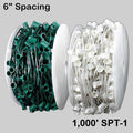 Sival C9 commercial Christmas light spool 1000 ft green wire, 2,000 E17 sockets