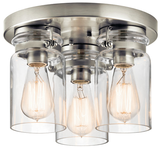 Brinley Three Light Flush Mount in Brushed Nickel