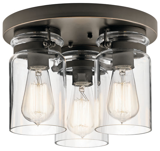 Brinley Three Light Flush Mount in Olde Bronze
