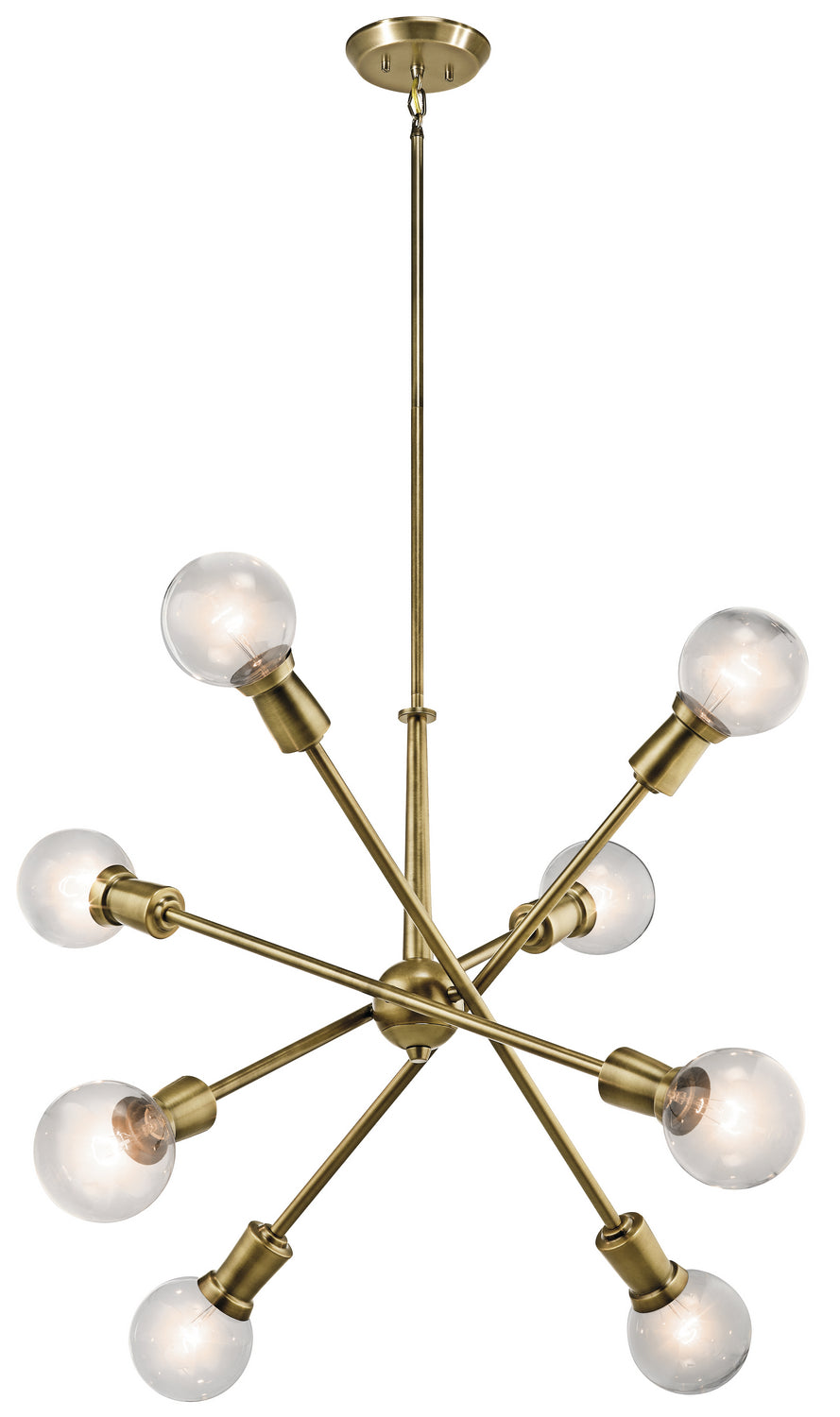 Armstrong Eight Light Chandelier in Natural Brass