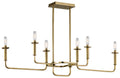 Alden Six Light Linear Chandelier in Natural Brass
