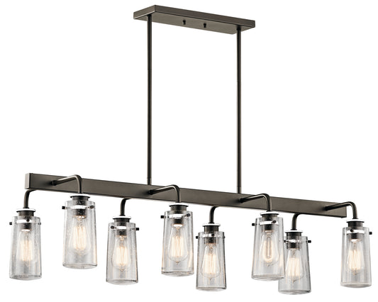 Braelyn Eight Light Linear Chandelier in Olde Bronze