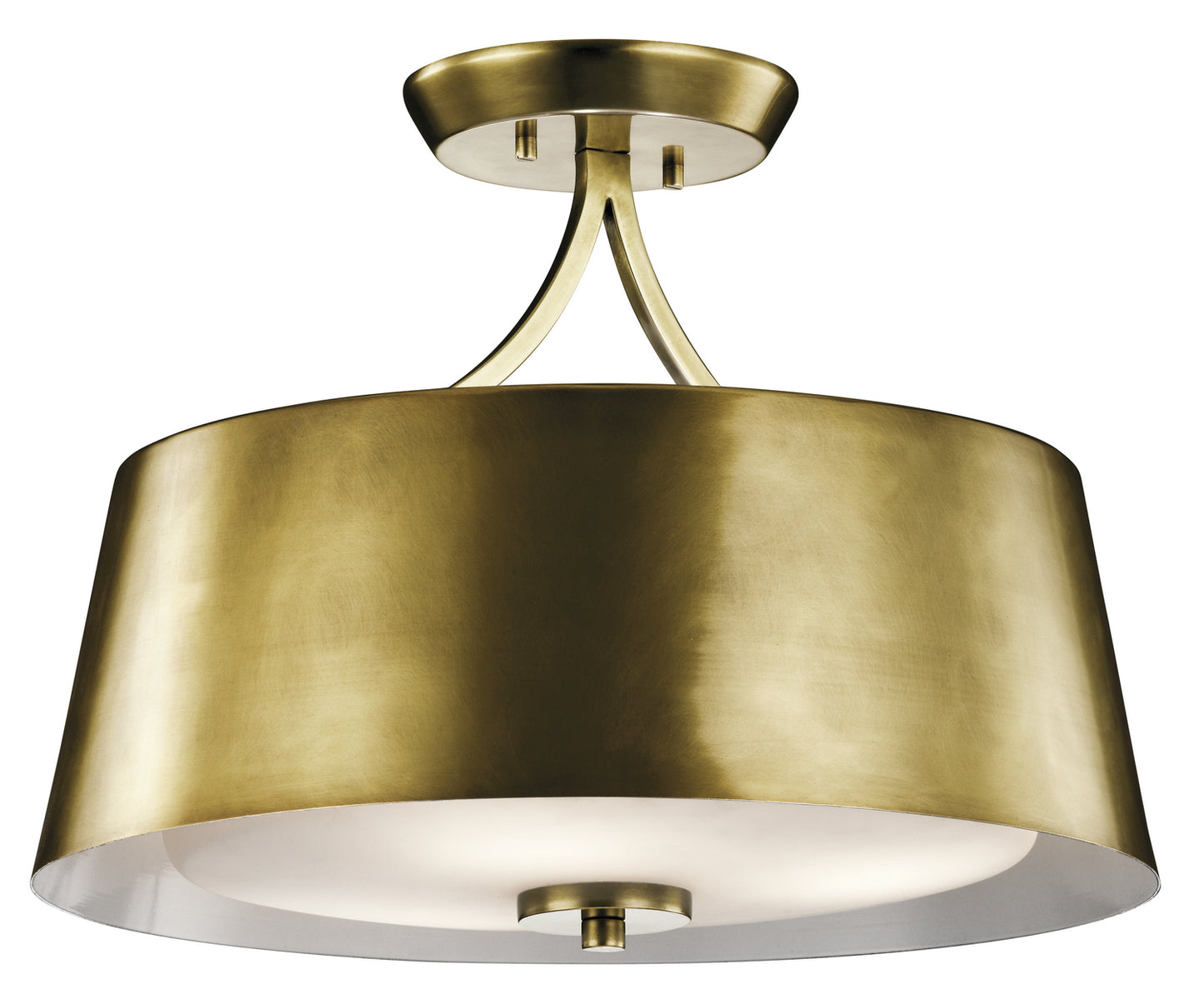 Maclain Three Light Pendant/Semi Flush in Natural Brass