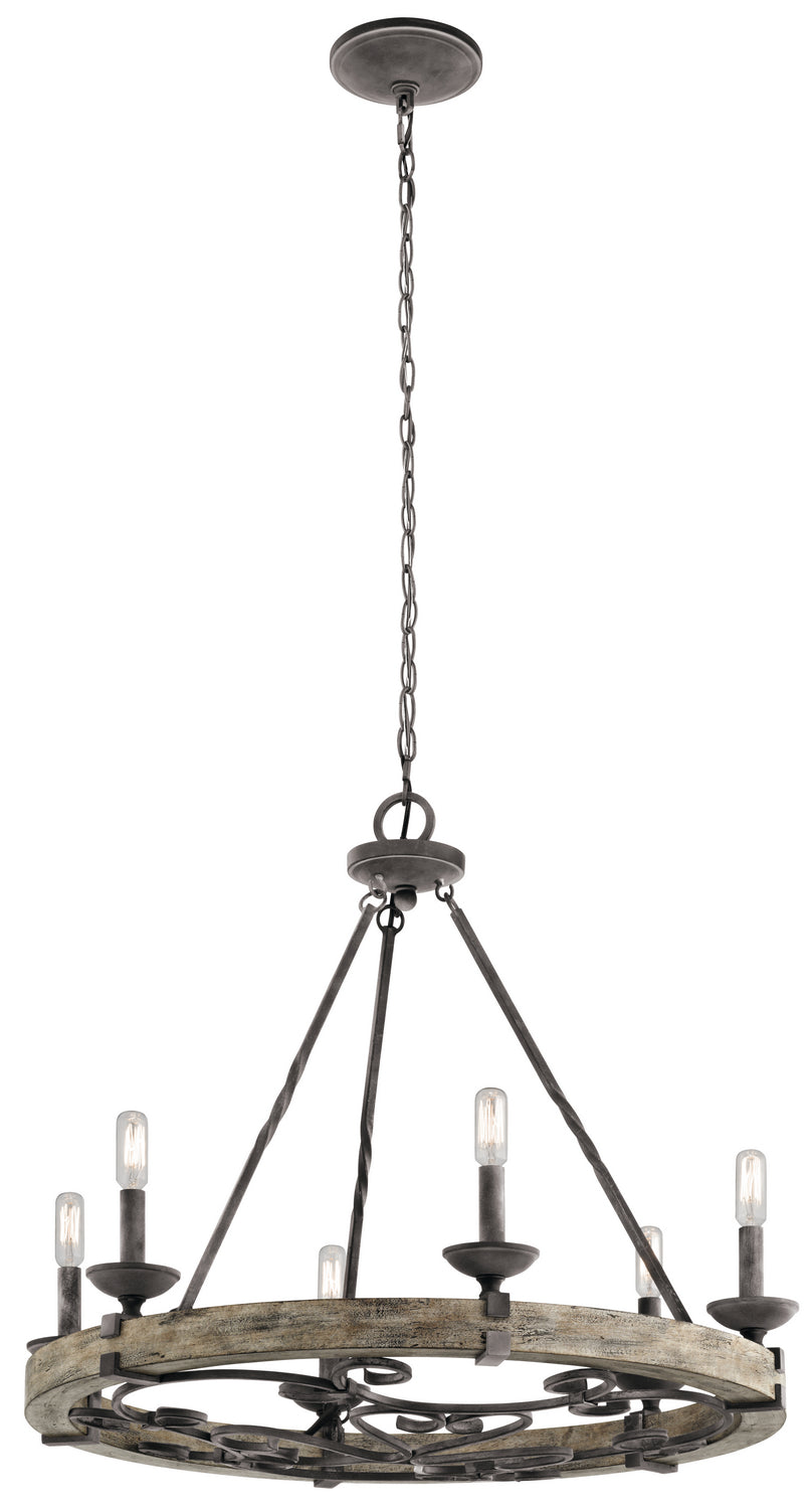Taulbee Six Light Chandelier in Weathered Zinc