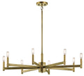 Erzo Eight Light Chandelier in Natural Brass