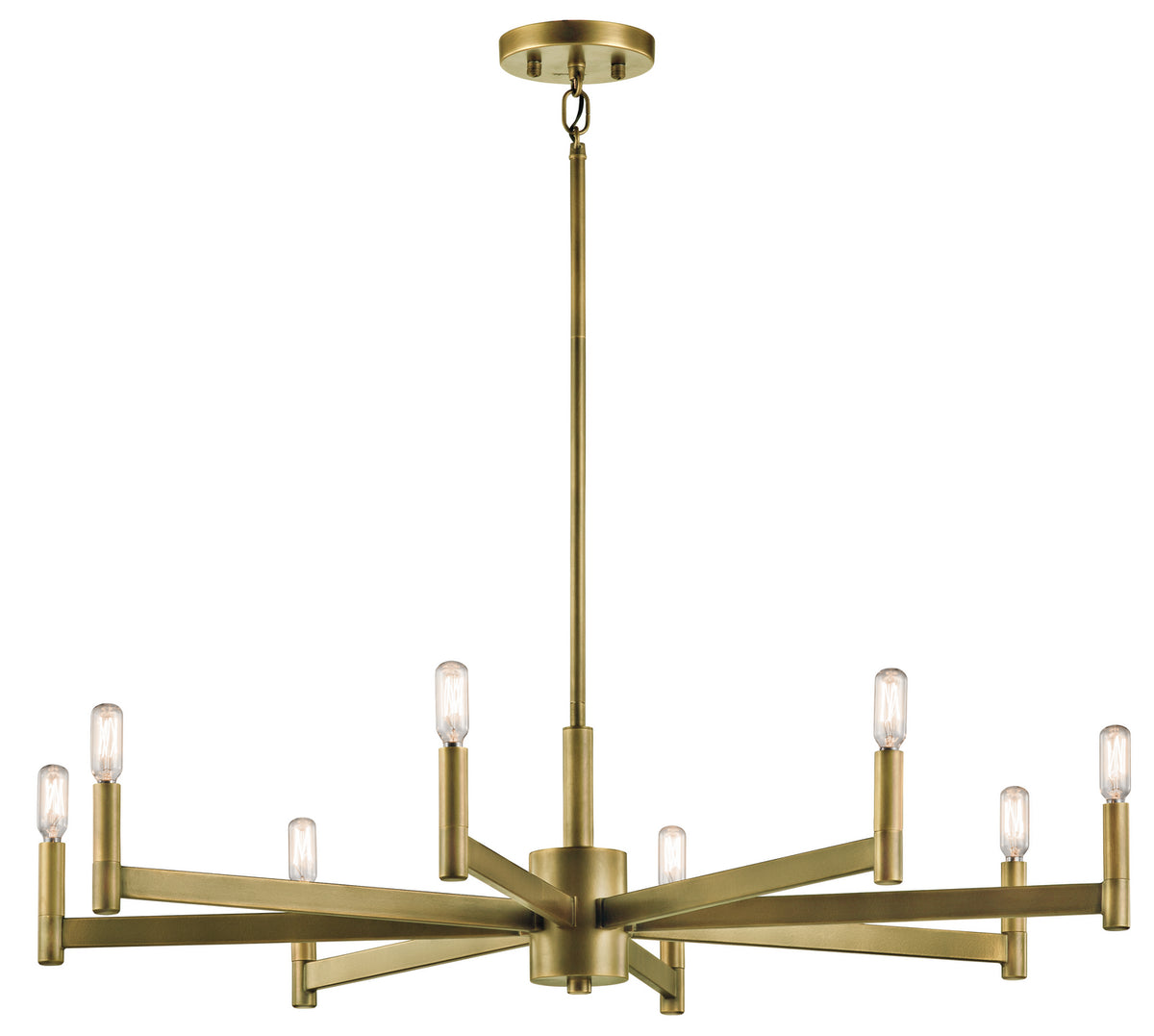 Erzo Eight Light Chandelier in Natural Brass