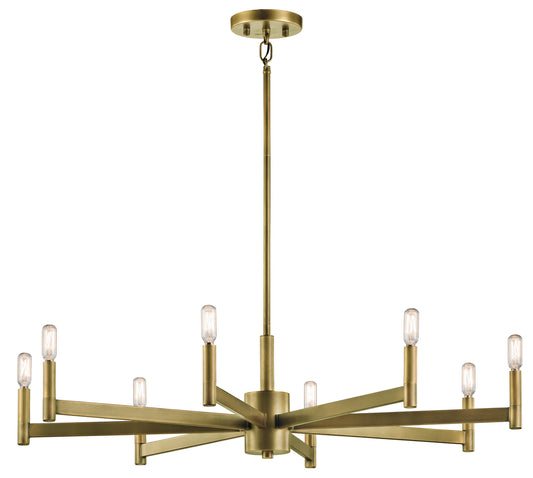 Erzo Eight Light Chandelier in Natural Brass
