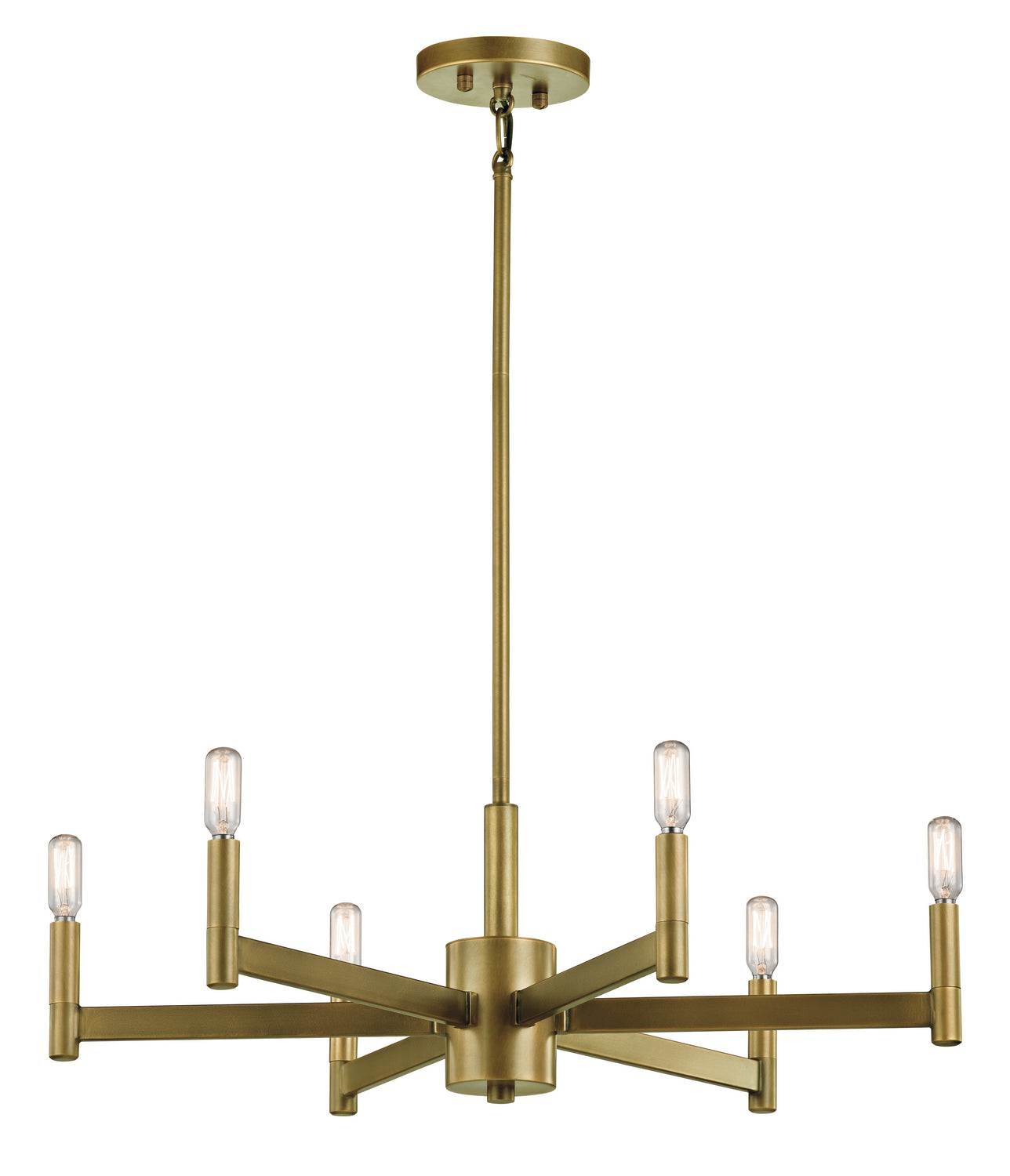 Erzo Six Light Chandelier in Natural Brass