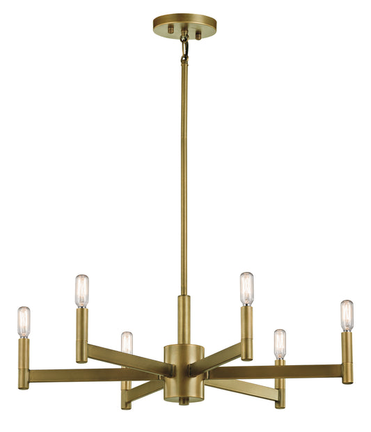 Erzo Six Light Chandelier in Natural Brass