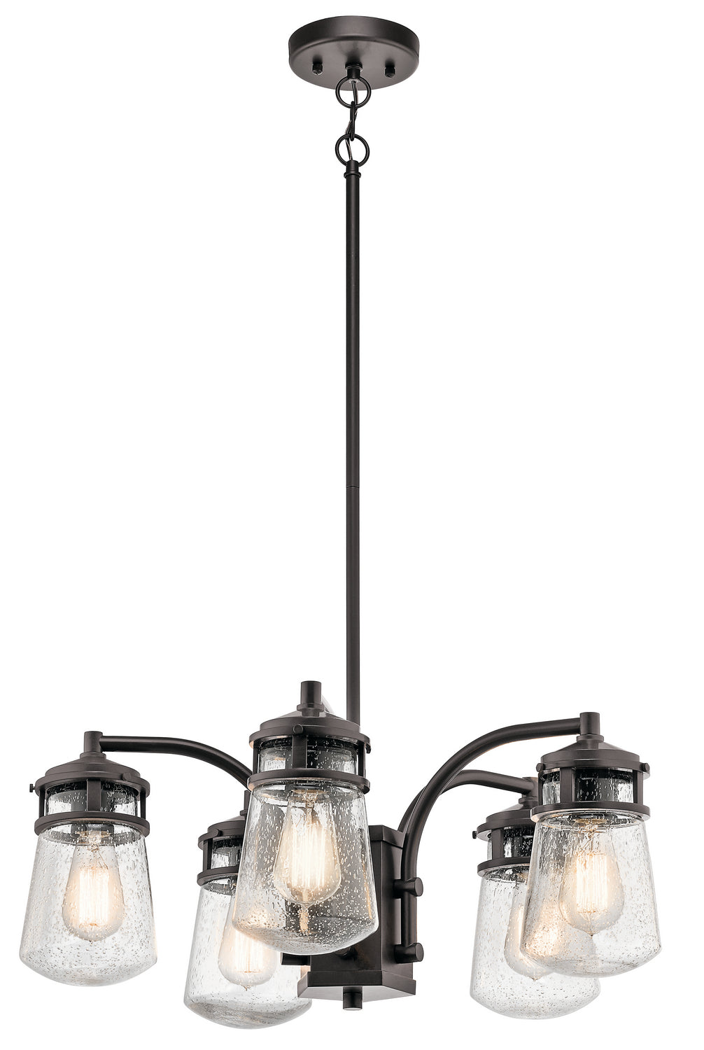 Lyndon Five Light Outdoor Chandelier in Architectural Bronze