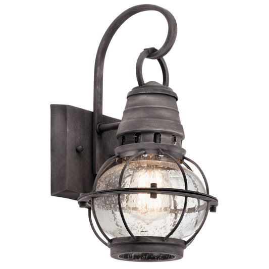 Bridge Point One Light Outdoor Wall Mount in Weathered Zinc