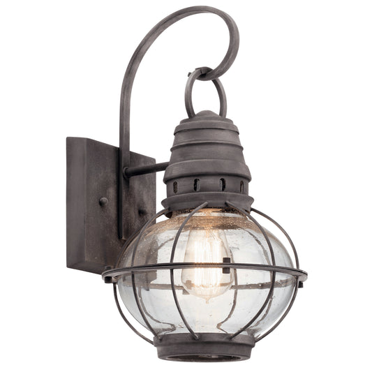 Bridge Point One Light Outdoor Wall Mount in Weathered Zinc