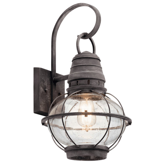 Bridge Point One Light Outdoor Wall Mount in Weathered Zinc
