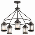 Ashland Bay Five Light Outdoor Chandelier in Weathered Zinc