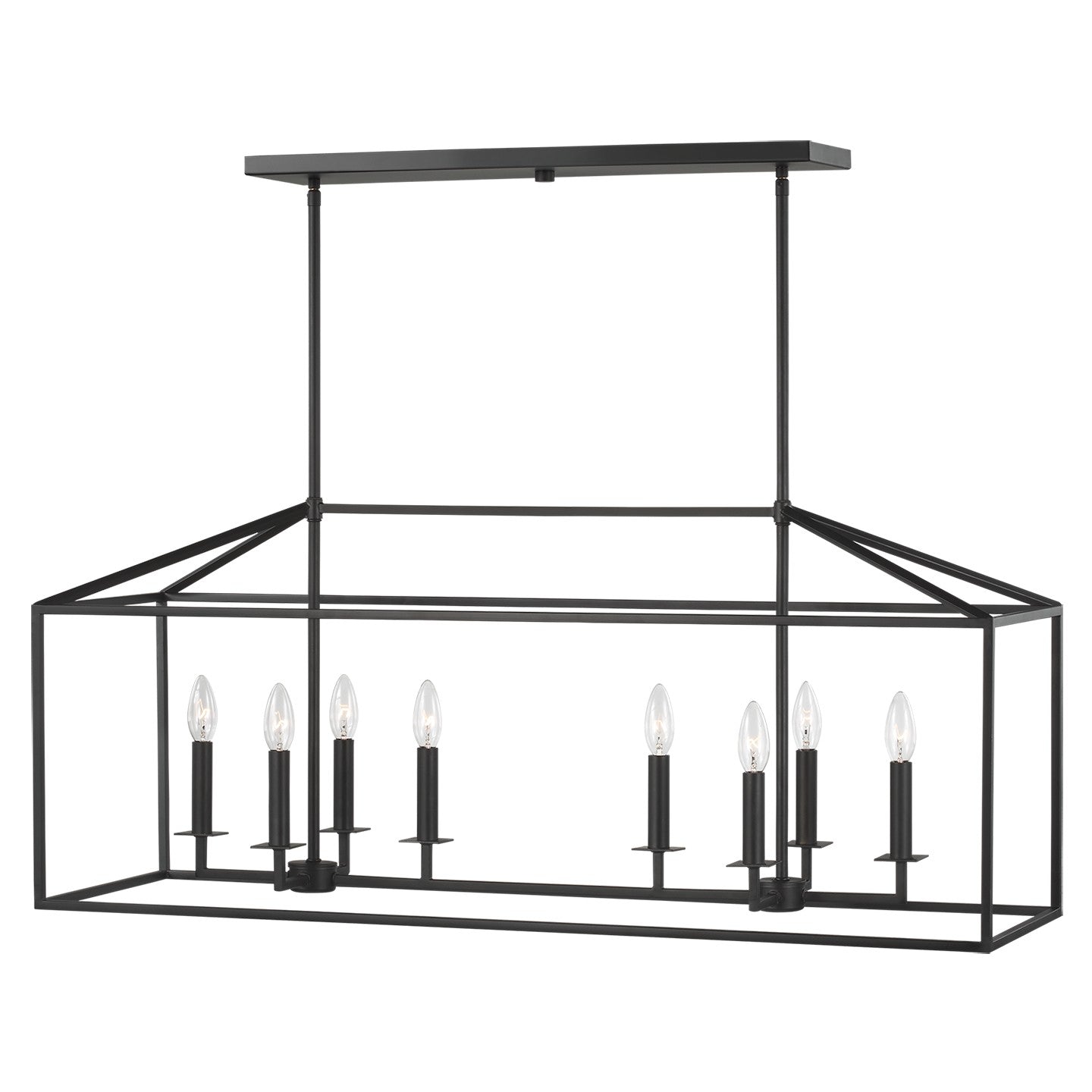 Perryton Eight Light Island Pendant in Midnight Black