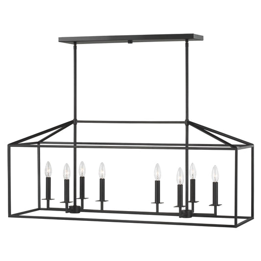 Perryton Eight Light Island Pendant in Midnight Black