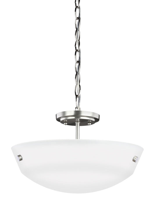 Kerrville Two Light Semi-Flush Convertible Pendant in Brushed Nickel