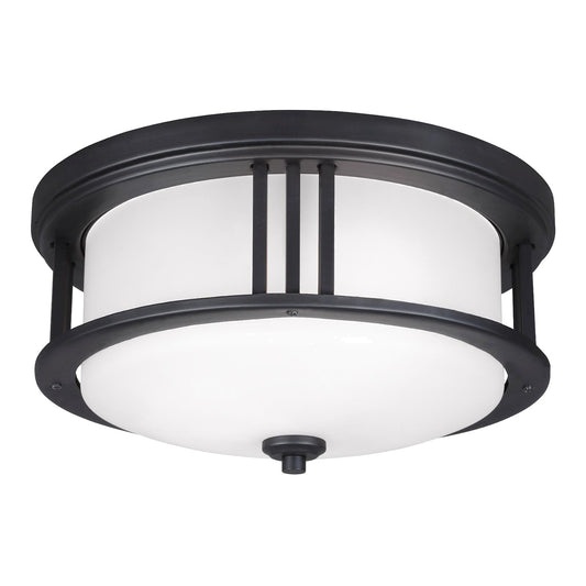 Crowell Two Light Outdoor Flush Mount in Black