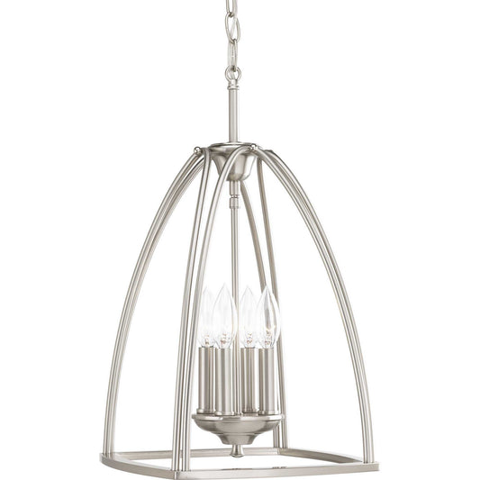 Tally Four Light Foyer Pendant in Brushed Nickel