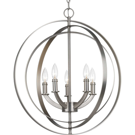 Equinox Five Light Chandelier in Burnished Silver