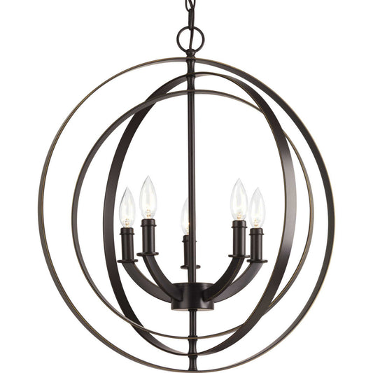 Equinox Five Light Chandelier in Antique Bronze