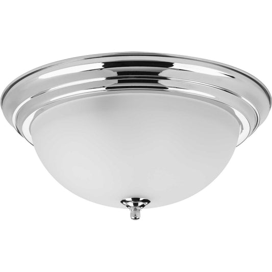 Dome Glass - Etched Three Light Flush Mount in Polished Chrome