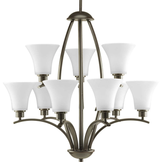 Joy Nine Light Chandelier in Antique Bronze