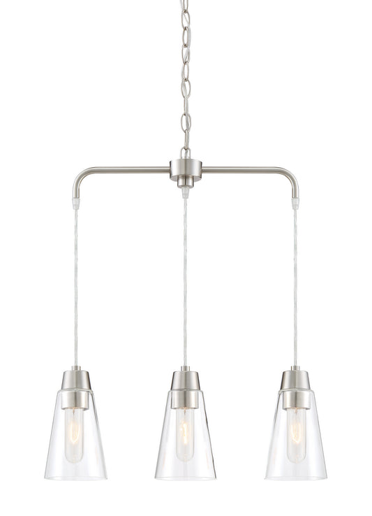 Echo Three Light Chandelier in Satin Platinum