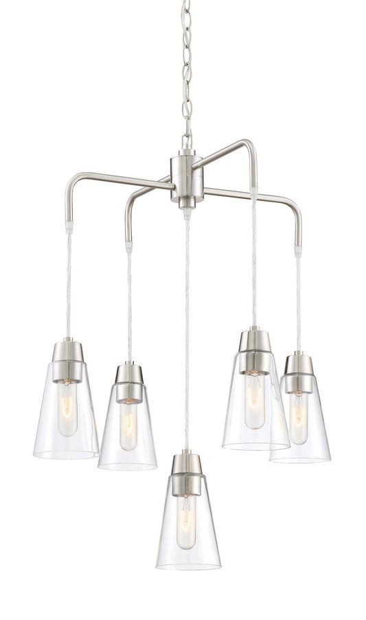 Echo Five Light Chandelier in Satin Platinum