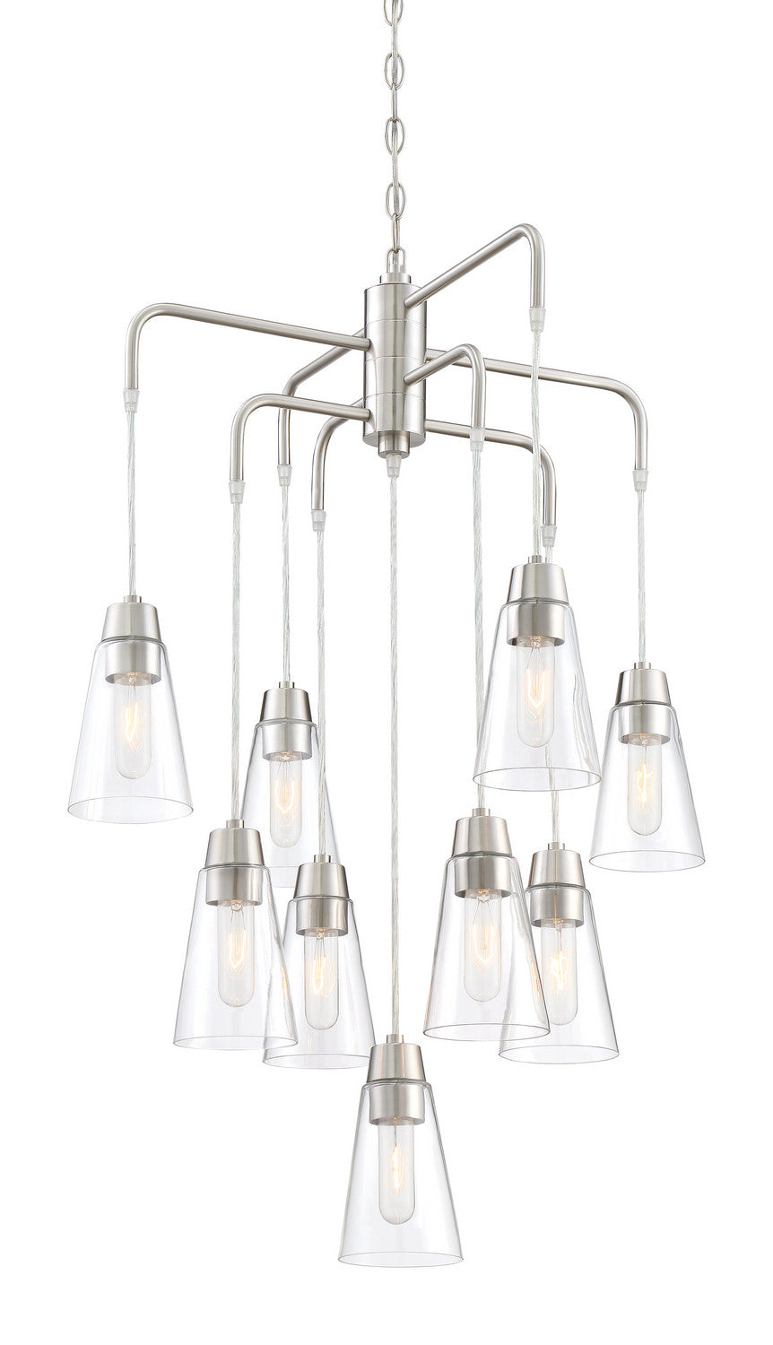 Echo Nine Light Chandelier in Satin Platinum