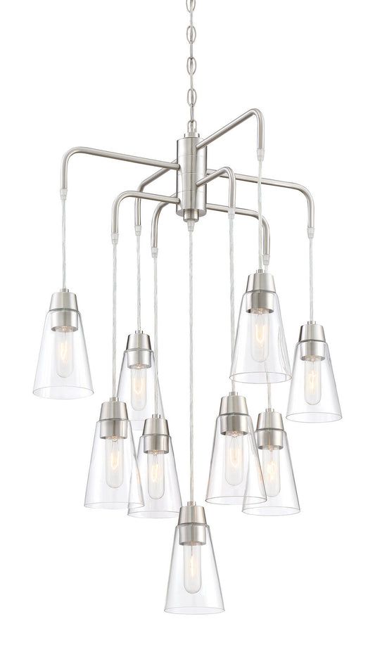 Echo Nine Light Chandelier in Satin Platinum