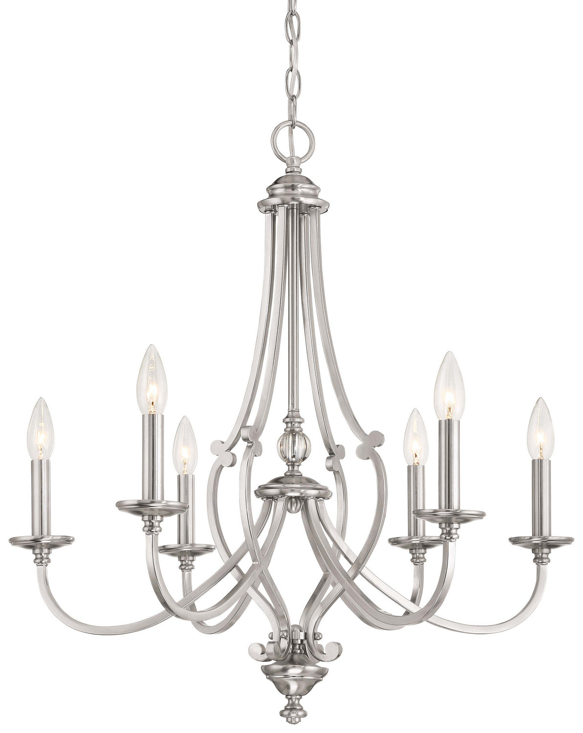 Savannah Row Six Light Chandelier in Brushed Nickel