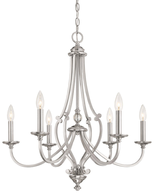 Savannah Row Six Light Chandelier in Brushed Nickel