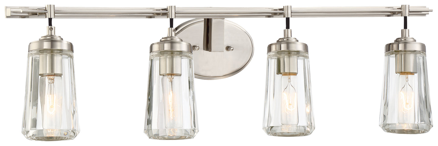Poleis Four Light Bath in Brushed Nickel