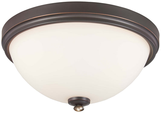 Shadowglen Three Light Flush Mount in Lathan Bronze w/Gold Highlights